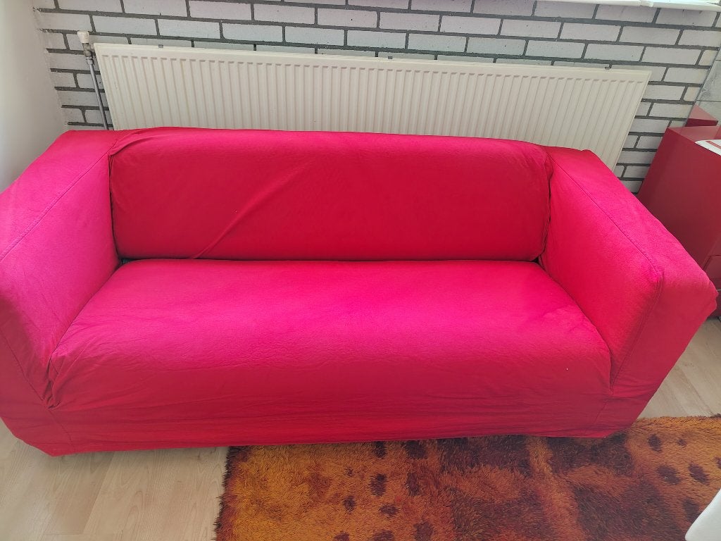 Ikea zitbank rood klipan, Ophalen, 150 tot 200 cm, Tweepersoons, 75 tot 100 cm