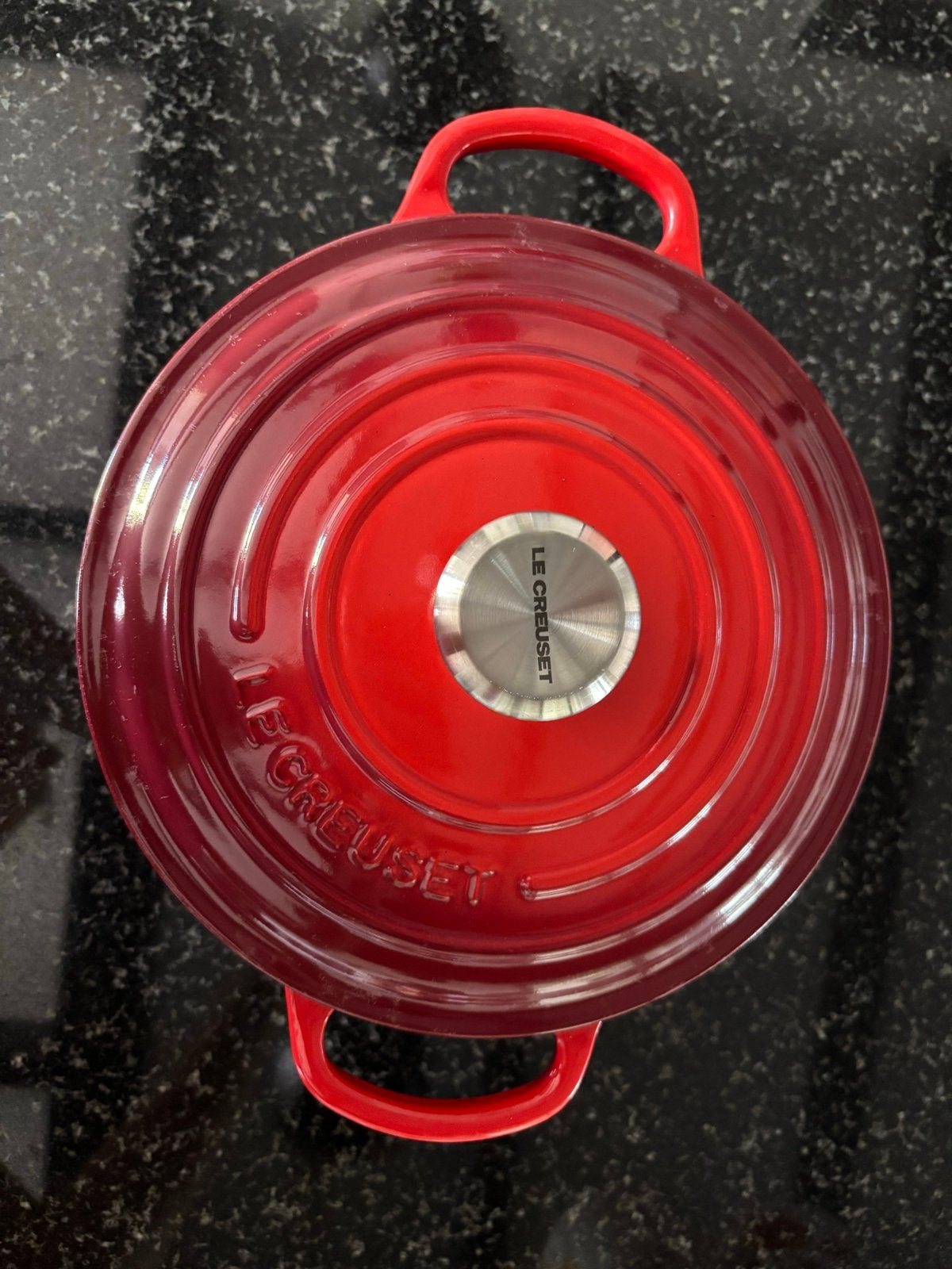 Le Creuset braadpan rood 2.4L, Ophalen, Gebruikt, Met deksel, Le Creuset