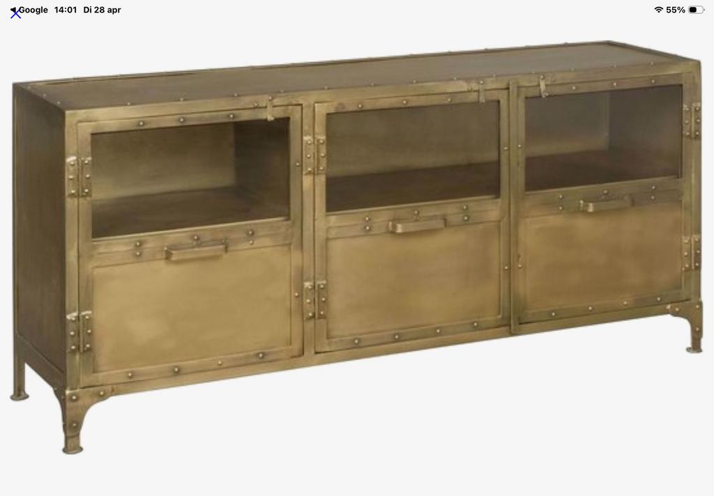 Dressoir van Tower Living goudkleurig metaal, 100 tot 150 cm, Ophalen of Verzenden, Zo goed als nieuw, Metaal
