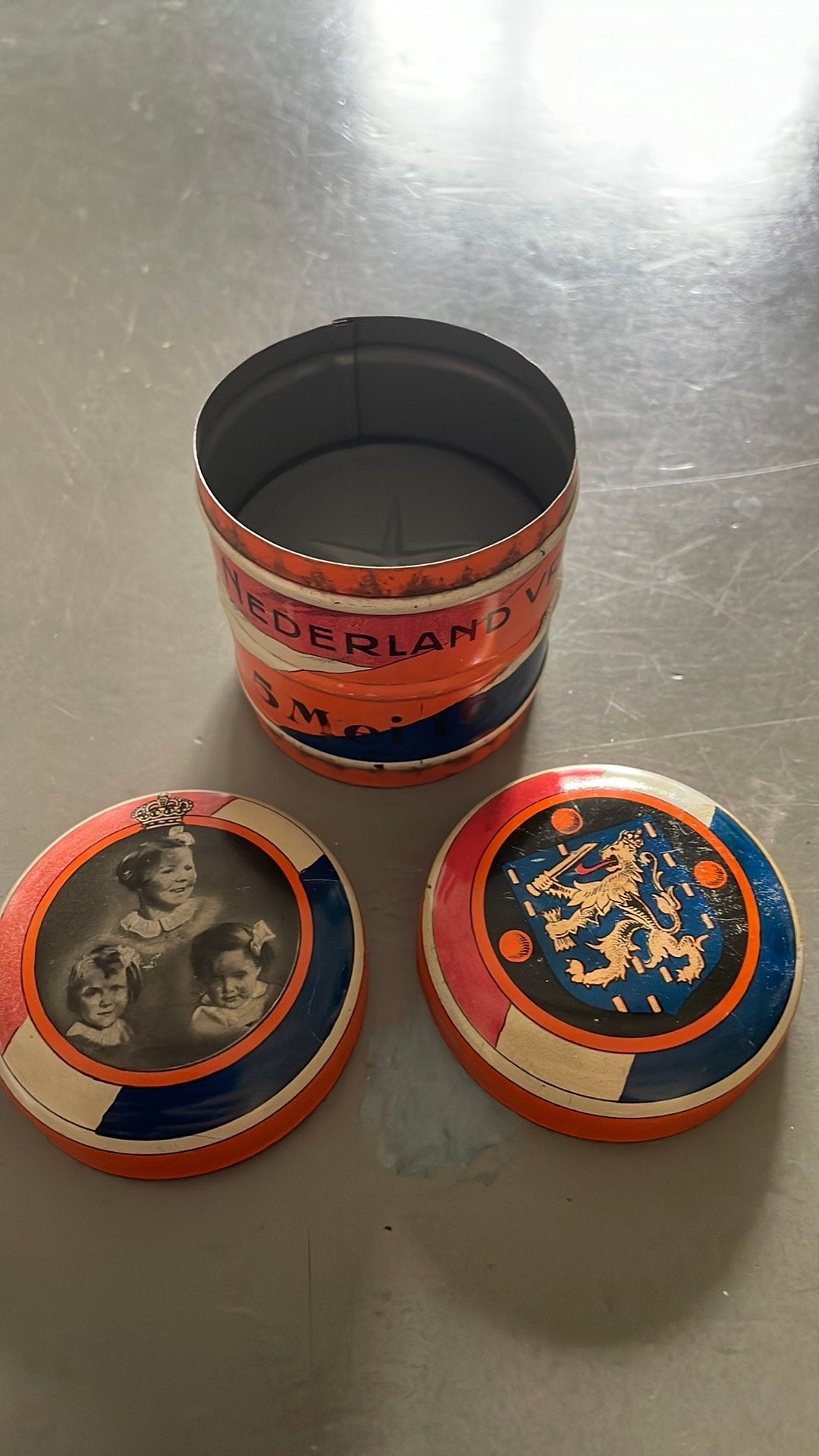 Sponsblikje oranje nederland vrij, Antiek en Kunst, Ophalen of Verzenden