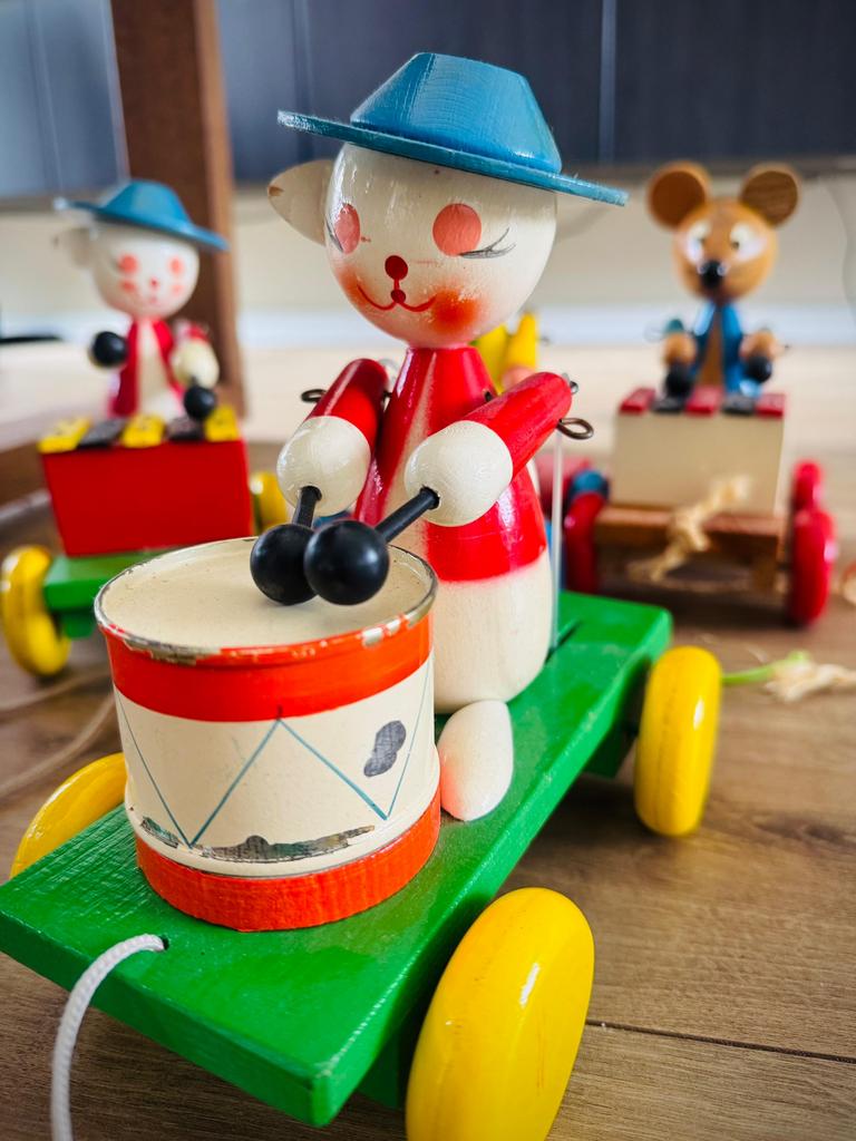 6 Leuke instrumenten trekpoppen, Ophalen of Verzenden