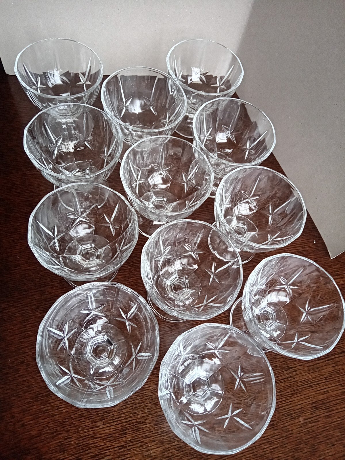 Set van 6 Kristallen Dessertcoupes - Sterpatroon ijsbekers, Ophalen of Verzenden