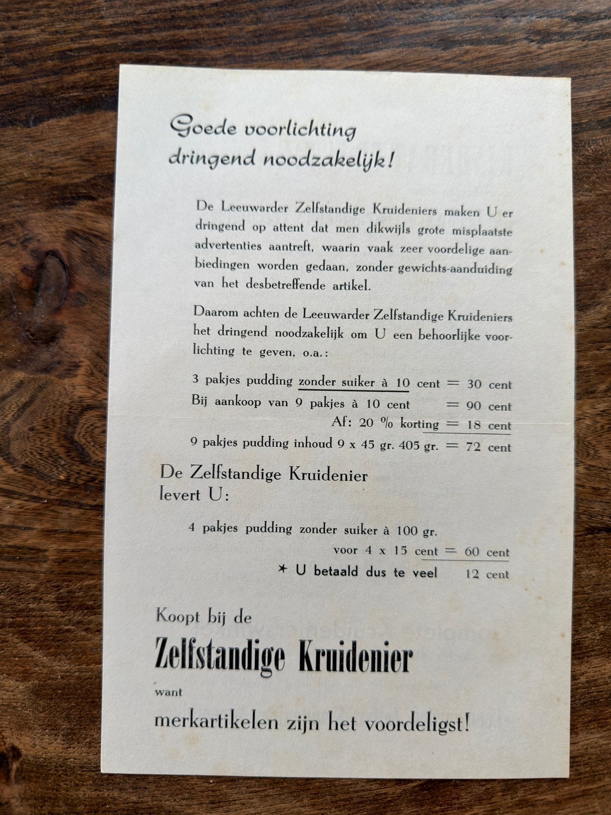 reclamefolder Leeuwarder Zelfstandige Kruideniers Vereniging, Boeken, Ophalen, Zo goed als nieuw