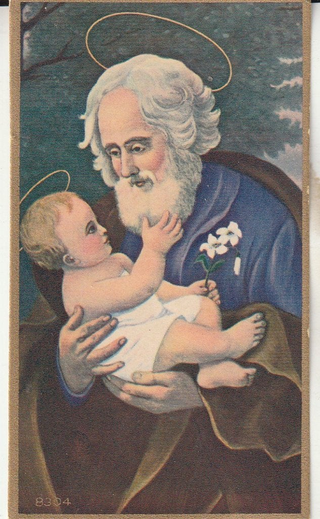Heilige Jozef met Kindje Jezus - Religieuze Prent, Ophalen of Verzenden, Gebruikt, Kaart of Prent, Christendom | Katholiek