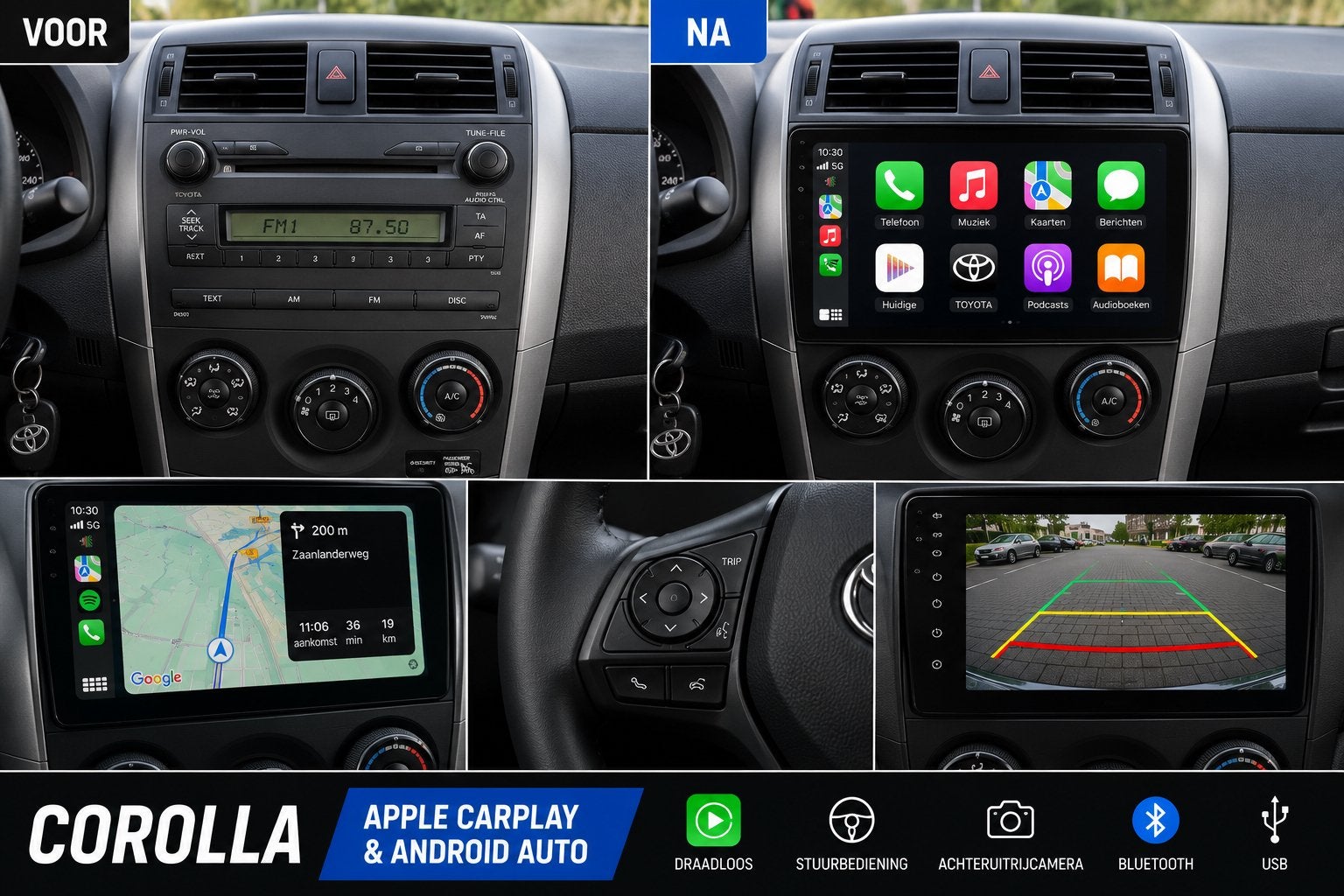 Toyota Corolla CarPlay & Android Auto Inbouw, Ophalen, Nieuw