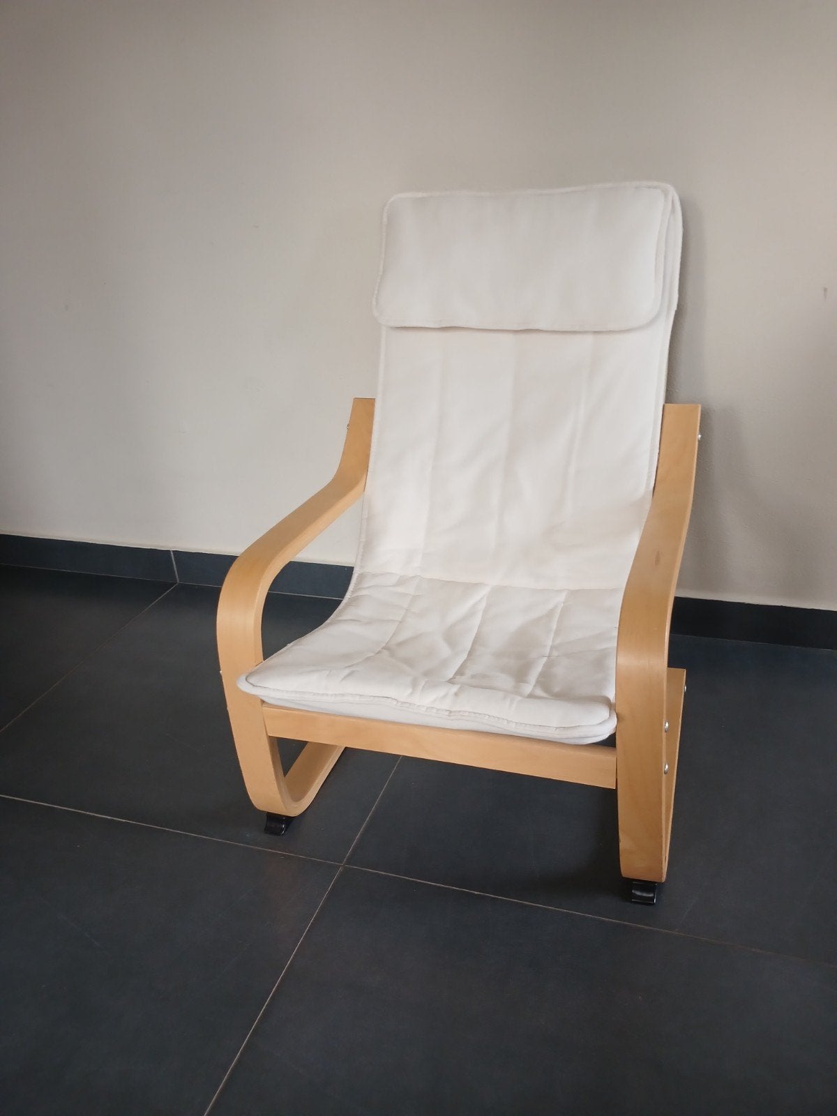 Ikea POÄNG Kinderfauteuil, berkenfineer/Knisa lichtbeige, Ophalen, Gebruikt, Stoel(en)