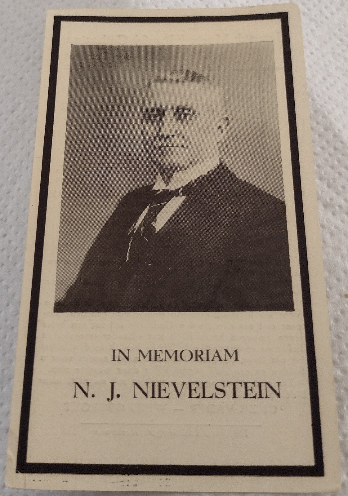 oud-inspecteur nievelstein -domaniale mijn maatschappij-1936, Verzamelen, Bidprentjes en Rouwkaarten, Ophalen of Verzenden