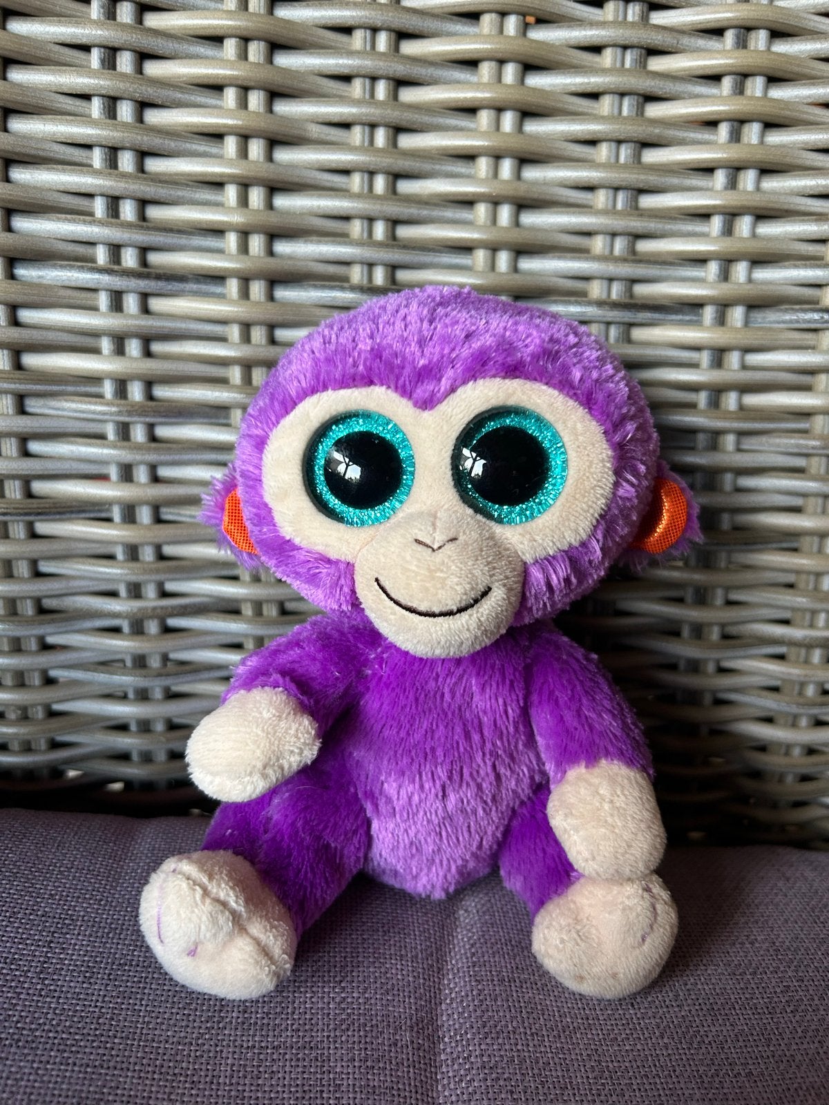 Ty Beanie Boo knuffel aap paars met grote ogen, Paars, Ophalen of Verzenden, Klein (minder dan 20 cm), Met label