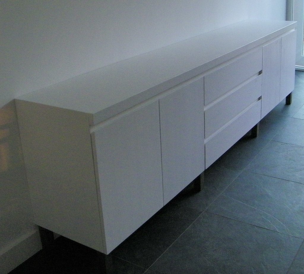 Dressoir wit massief eiken hout modern design op maat., Huis en Inrichting, Kasten | Dressoirs, Ophalen, Overige materialen, 150 tot 200 cm
