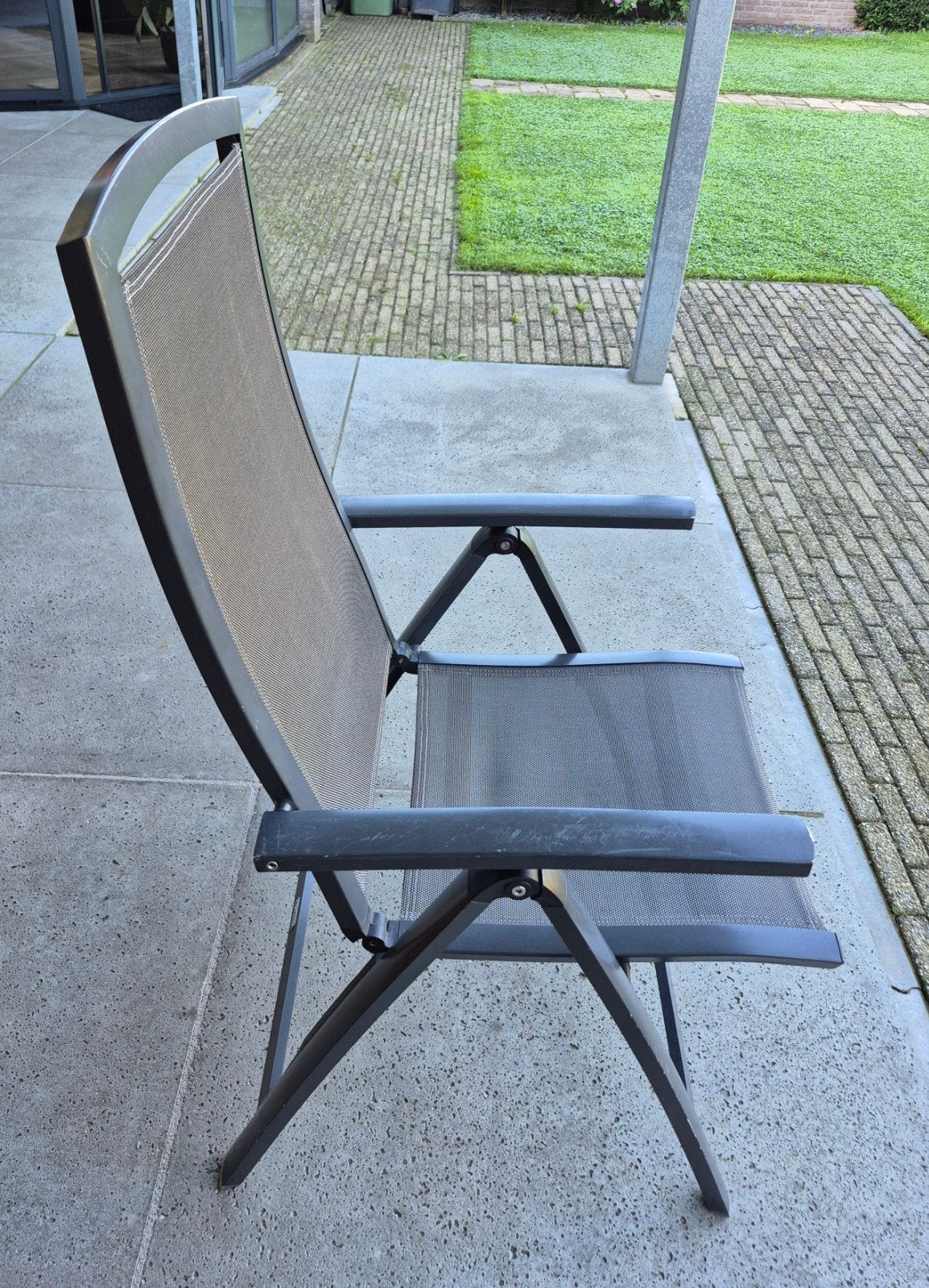 Antraciete aluminium tuinstoelen (6 stuks), Ophalen, Gebruikt, Aluminium