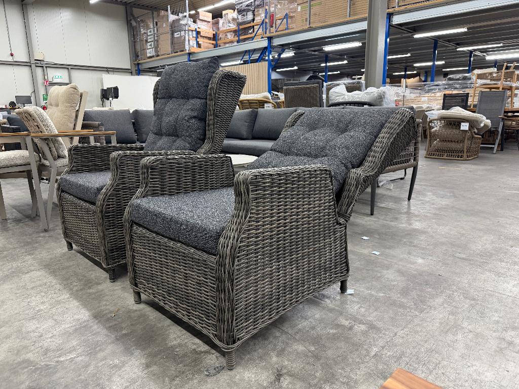 Belfort loungestoel tuin | wicker + aluminium | set van 2, Ophalen, Verstelbaar, Aston Martinlaan 36, DENZA Furniture