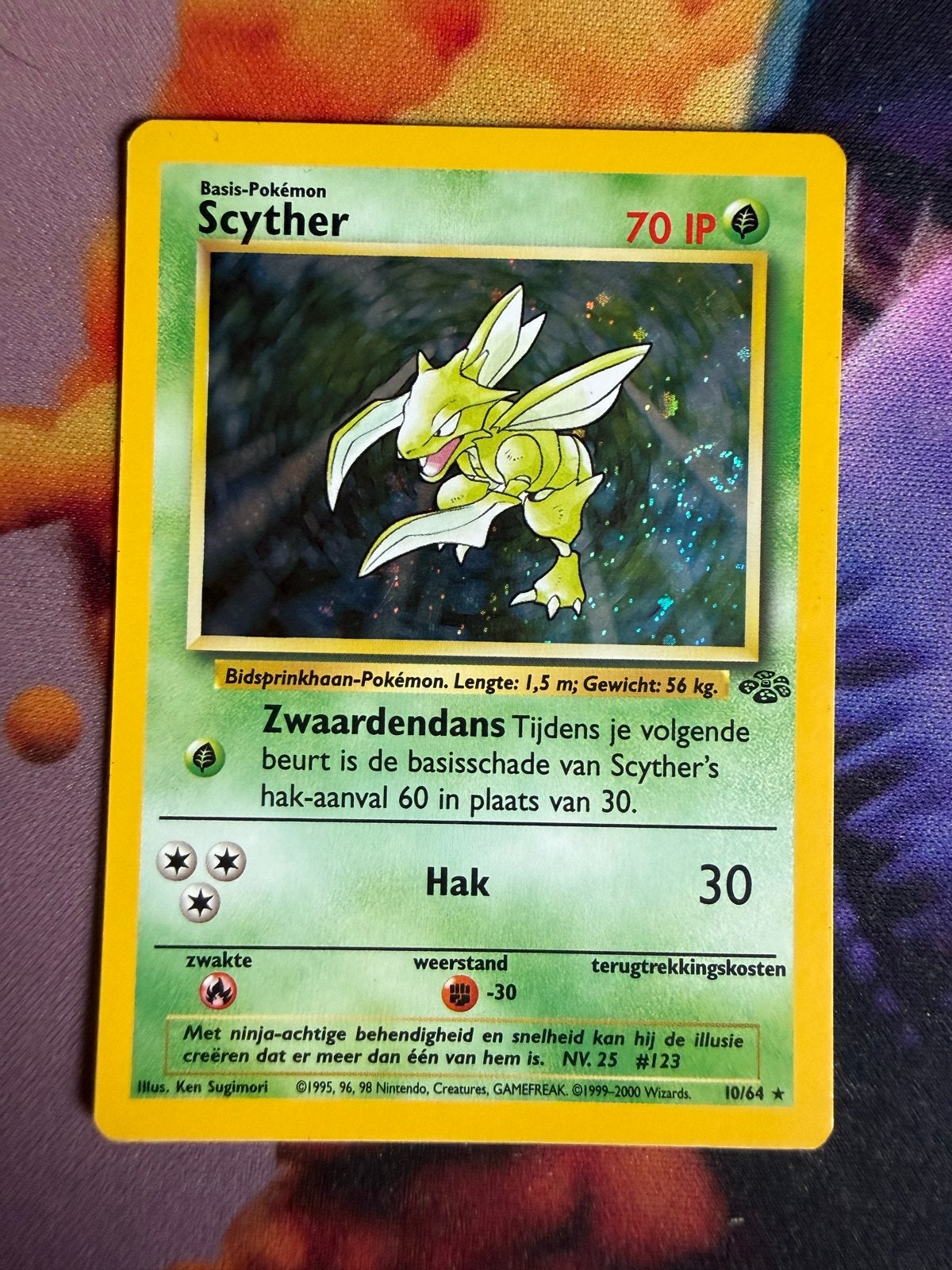 Pokémon Kaart Scyther 10/64 Jungle Set (Nederlands), Ophalen of Verzenden, Gebruikt, Losse kaart