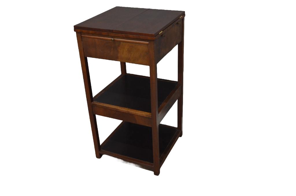 Antieke Mahonie stomme knecht – klaptafel met ingelegd leer, Ophalen of Verzenden
