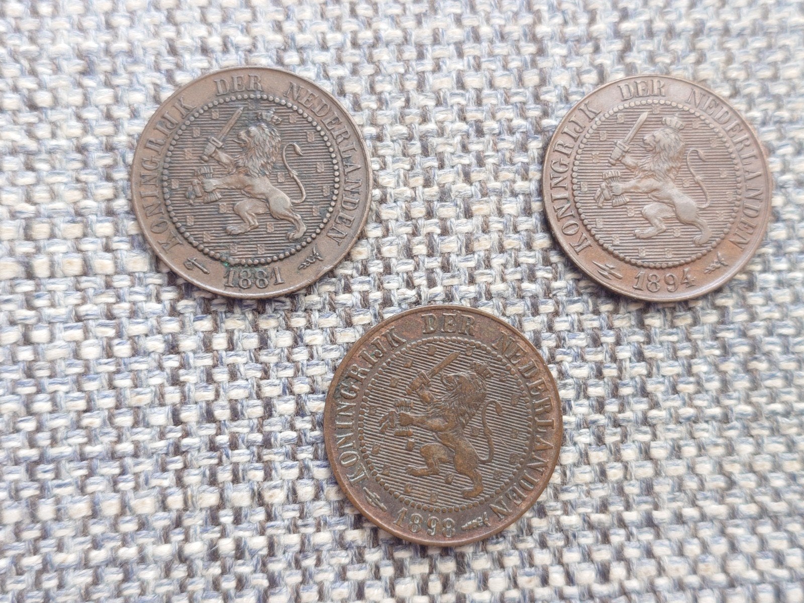 Setje drie 2 1/2 cent of halve stuivers 1881 1894 1898, Ophalen of Verzenden, Koningin Wilhelmina, Overige waardes