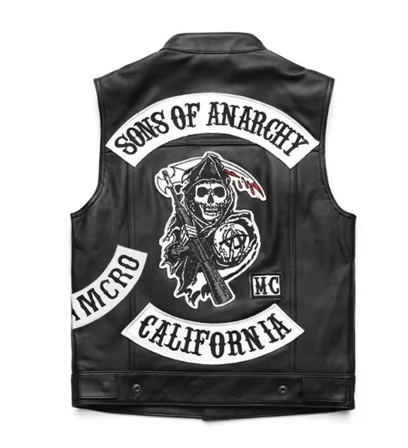Sons of anarchy zwart leren heren motorvest, Verzenden, Nieuw, Overige maten, Zwart