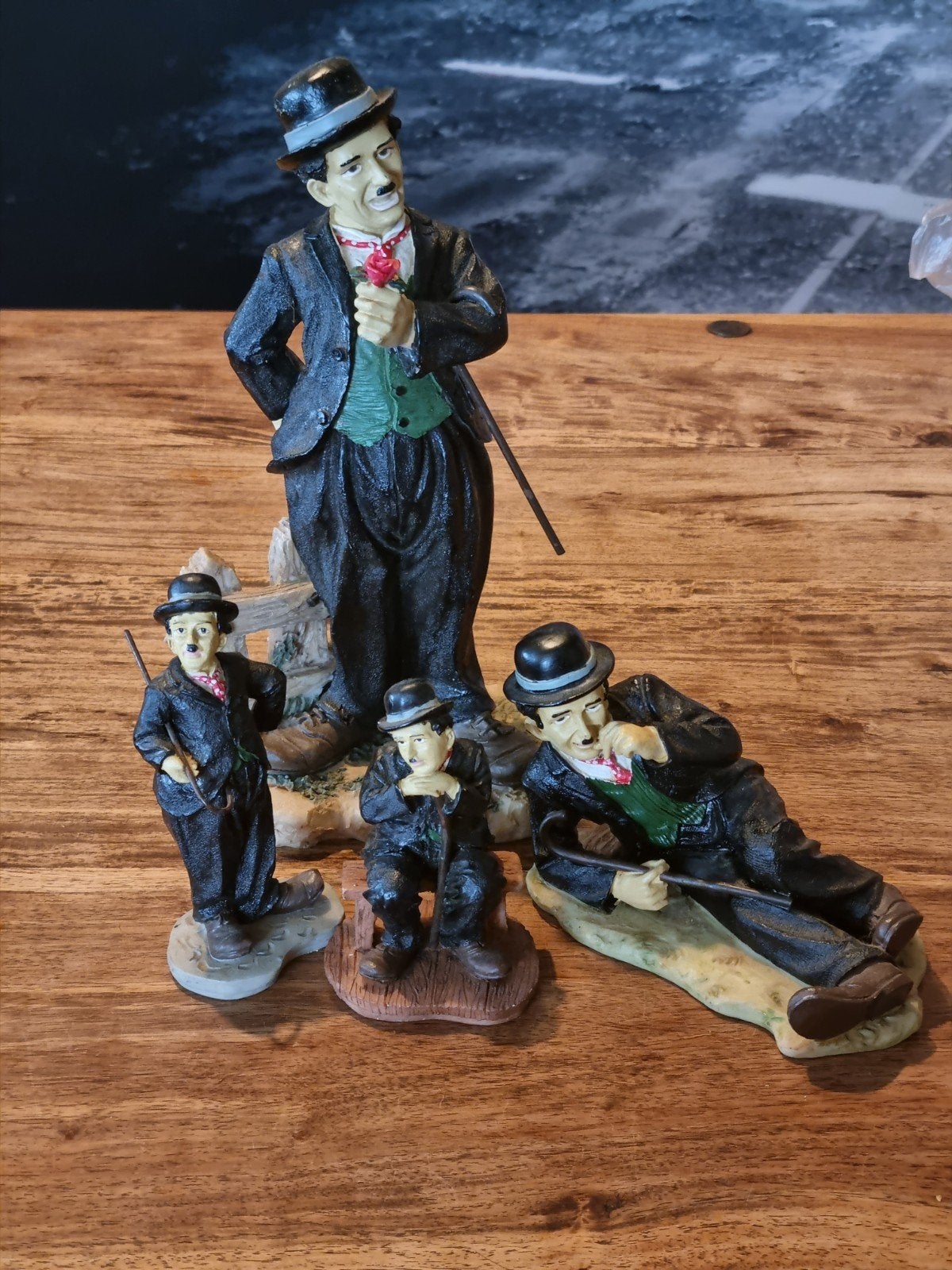 Set van 4 Charlie Chaplin beeldjes, Ophalen of Verzenden, Zo goed als nieuw, Film, Beeldje, Replica of Model