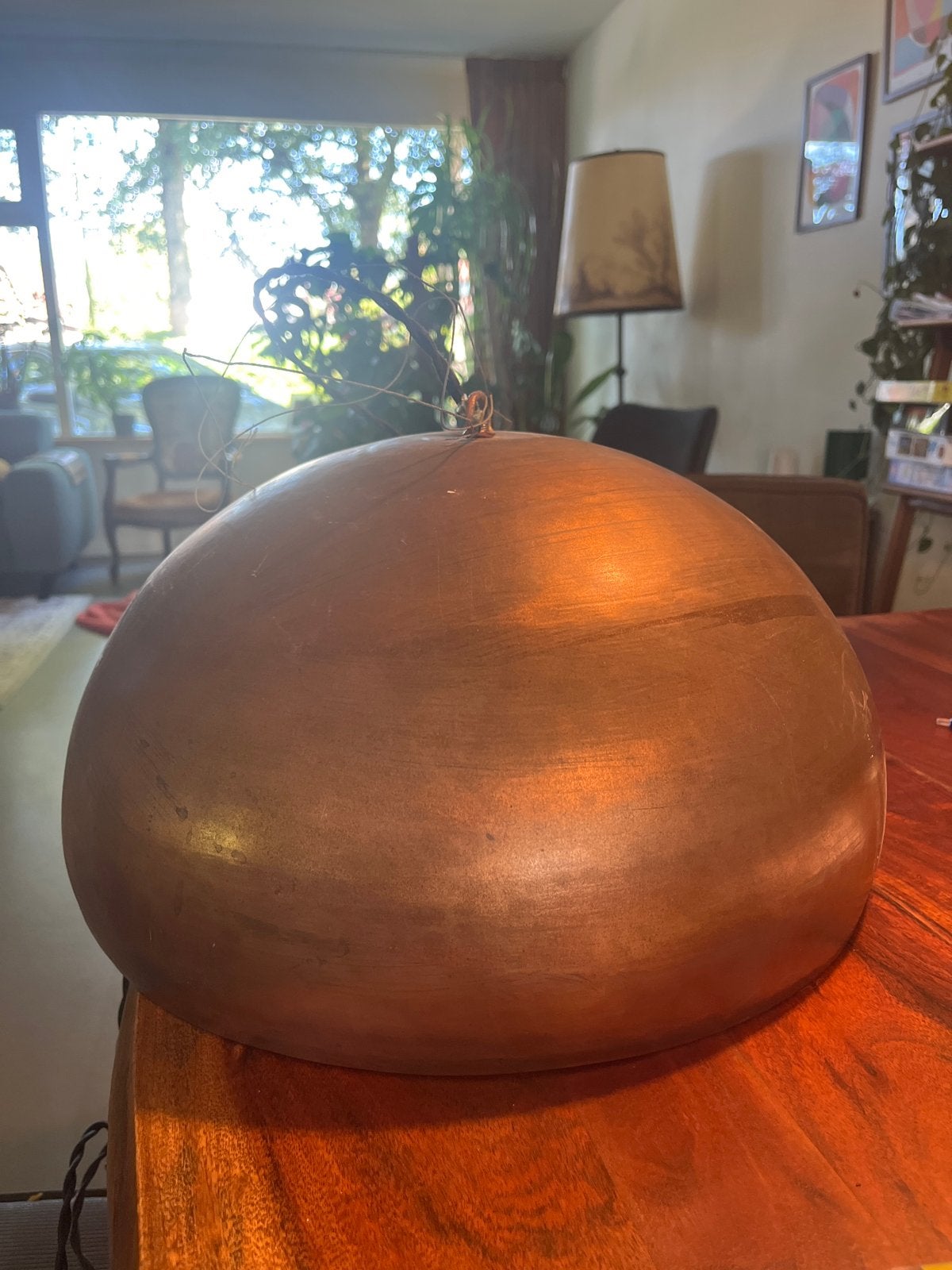 Koperen Hanglamp - Vintage Stijl, Huis en Inrichting, Ophalen, Gebruikt, Metaal, E27 (groot)