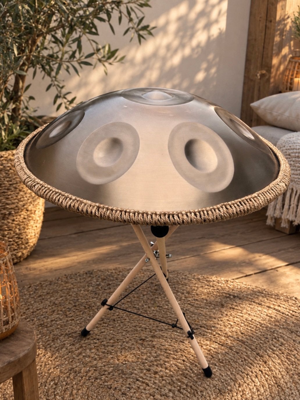 Goudkleurige handpan D kurd -zgan met rugtas, Muziek en Instrumenten, Ophalen of Verzenden, Zo goed als nieuw, Melodische percussie