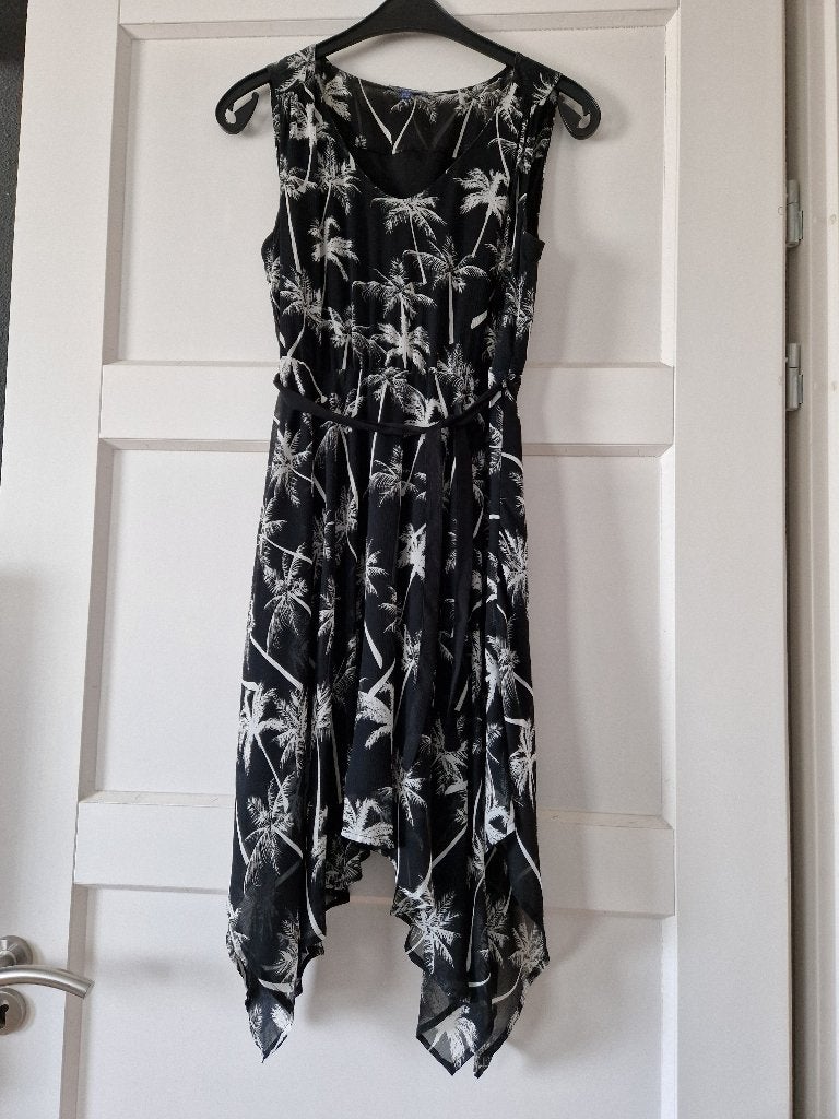 Midi jurk zonder mouw, zwart-wit, maat 38, Kleding | Dames, Maat 38/40 (M), Zwart, Ophalen of Verzenden, Zo goed als nieuw
