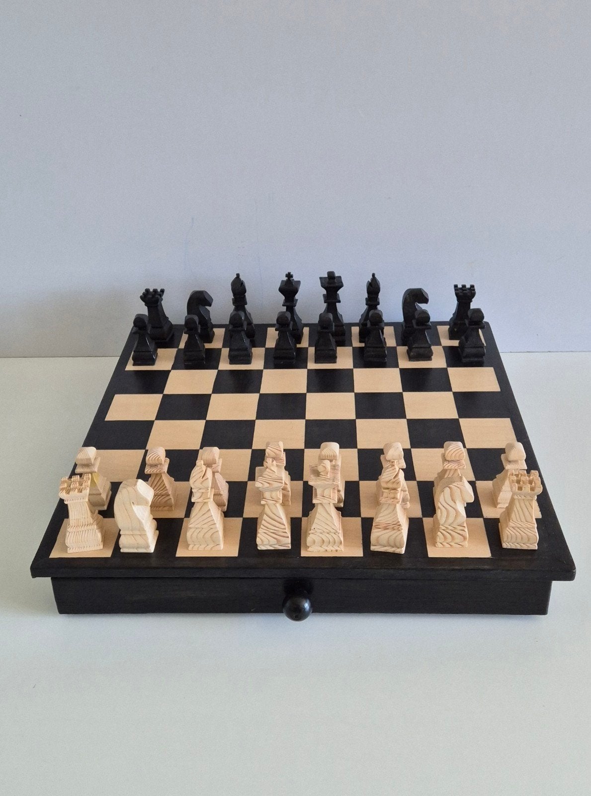 Prachtig Handgemaakt Houten Schaakspel, Ophalen of Verzenden