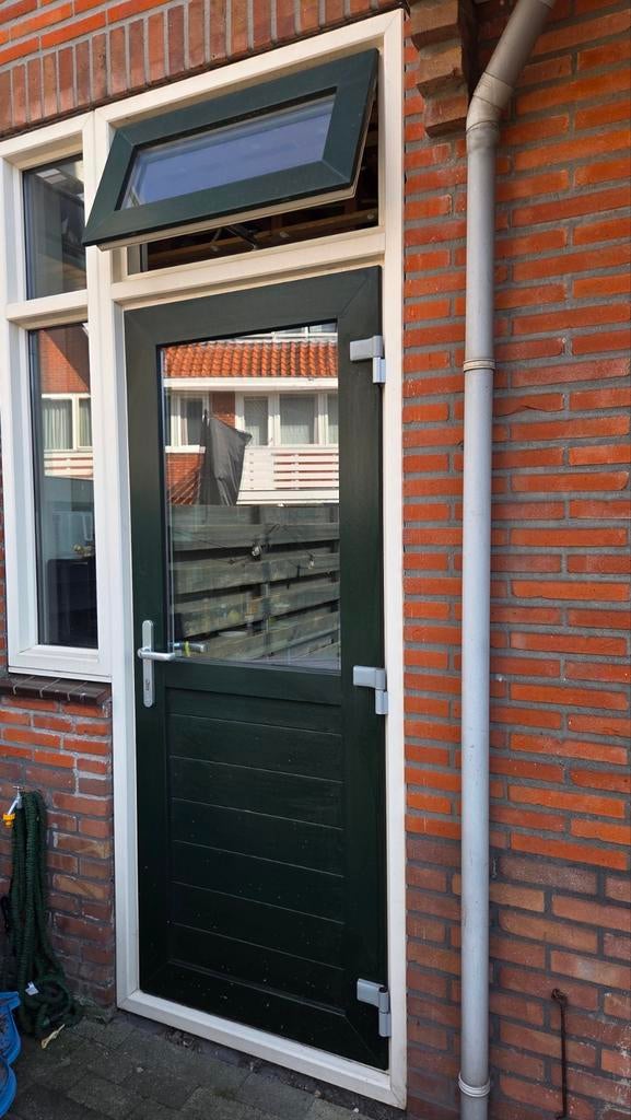 Kunststof Buitendeur Groen Houtlook (incl. kozijn) hr++, Ophalen, Kunststof, Gebruikt, 80 tot 100 cm