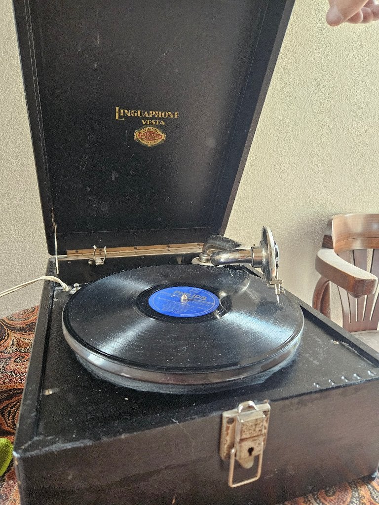 Linguaphone Vesta koffergrammofoon/platenspeler, Ophalen, Zo goed als nieuw, Platenspeler, Overige merken