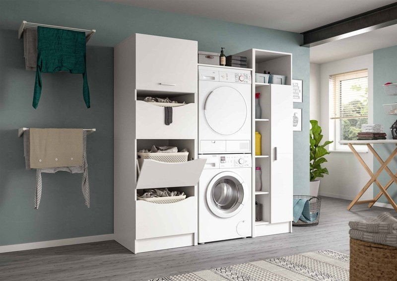wasmachine ombouw wit met opberg kasten, Ophalen, Met deur(en), Nieuw, 50 tot 100 cm