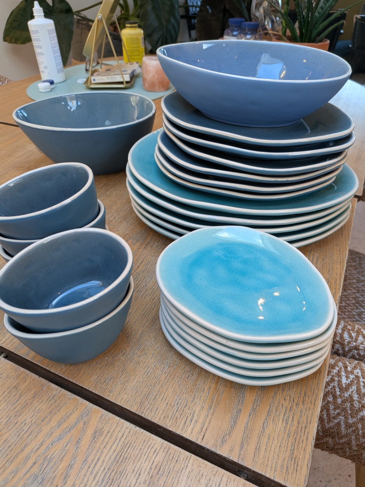 Blauw servies, niet compleet. Student, starter., Ophalen, Gebruikt