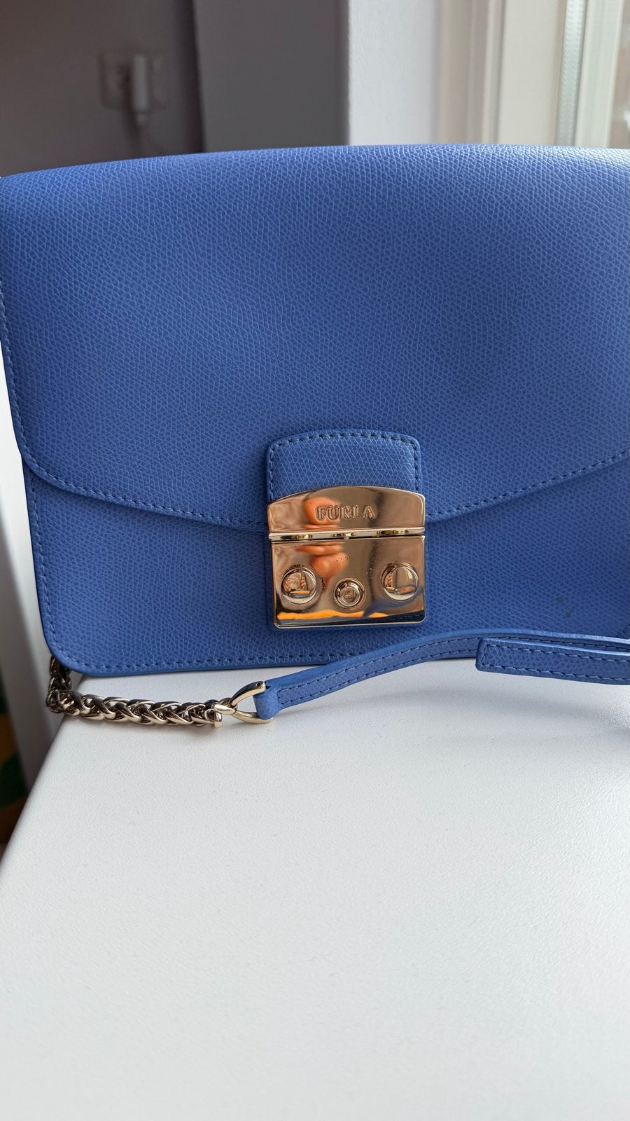 Furla Metropolis Mini Crossbody Tasje - Blauw, Ophalen of Verzenden, Zo goed als nieuw, Blauw, Schoudertasje