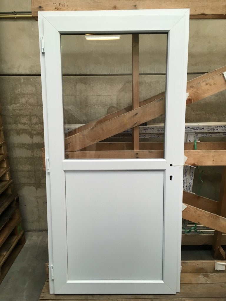 Kunststof buitendeur 98 x 200 1/2 glas, Niet ingevuld, 80 tot 100 cm, Niet ingevuld, Nieuw
