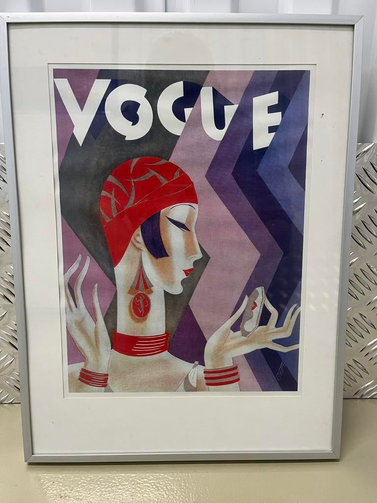 Vogue Cover Art Deco Stijl Ingelijste Print, Ophalen