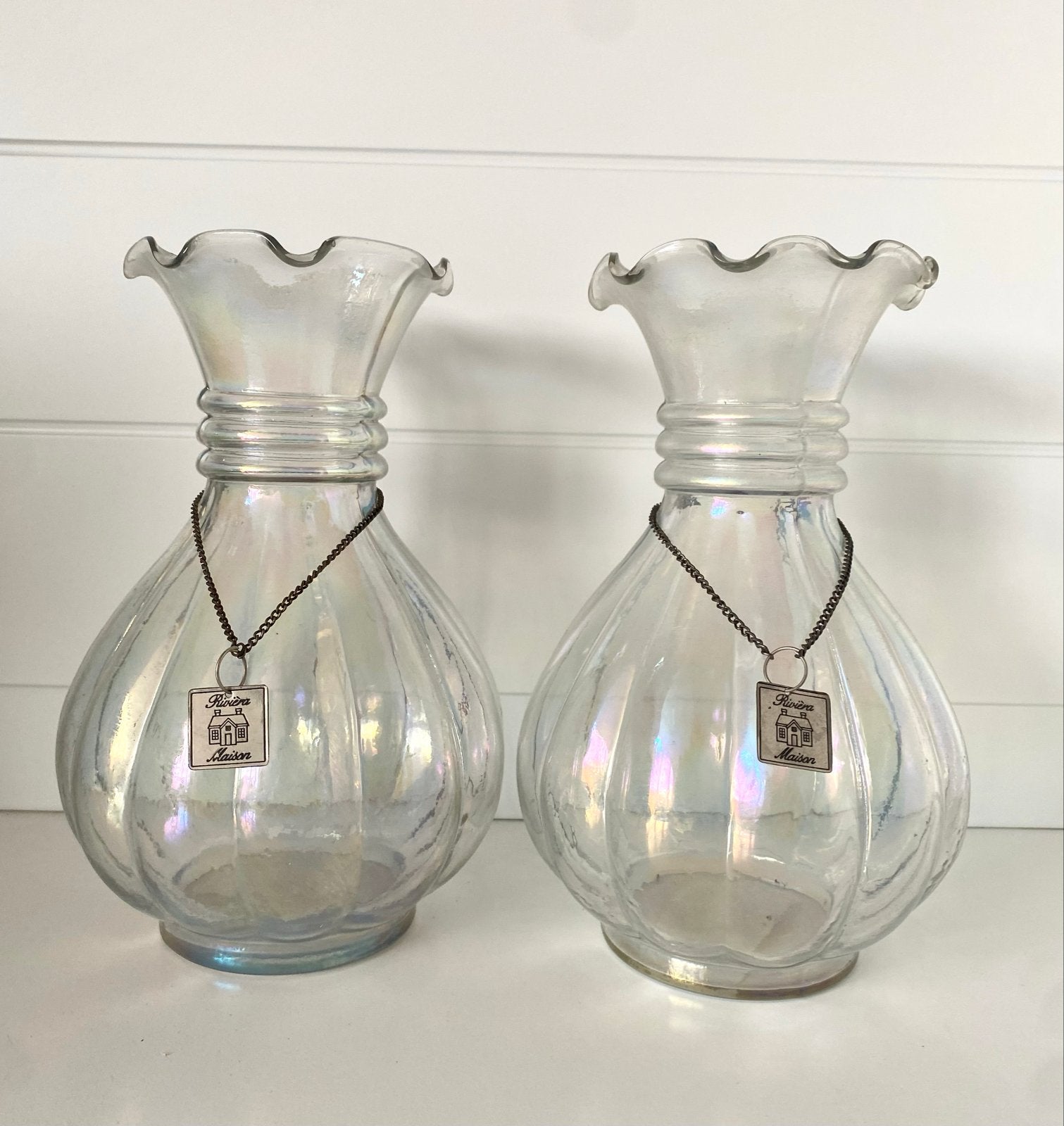 Set van 2 Riviera Maison Arnai vazen, iriserend glas, Ophalen of Verzenden
