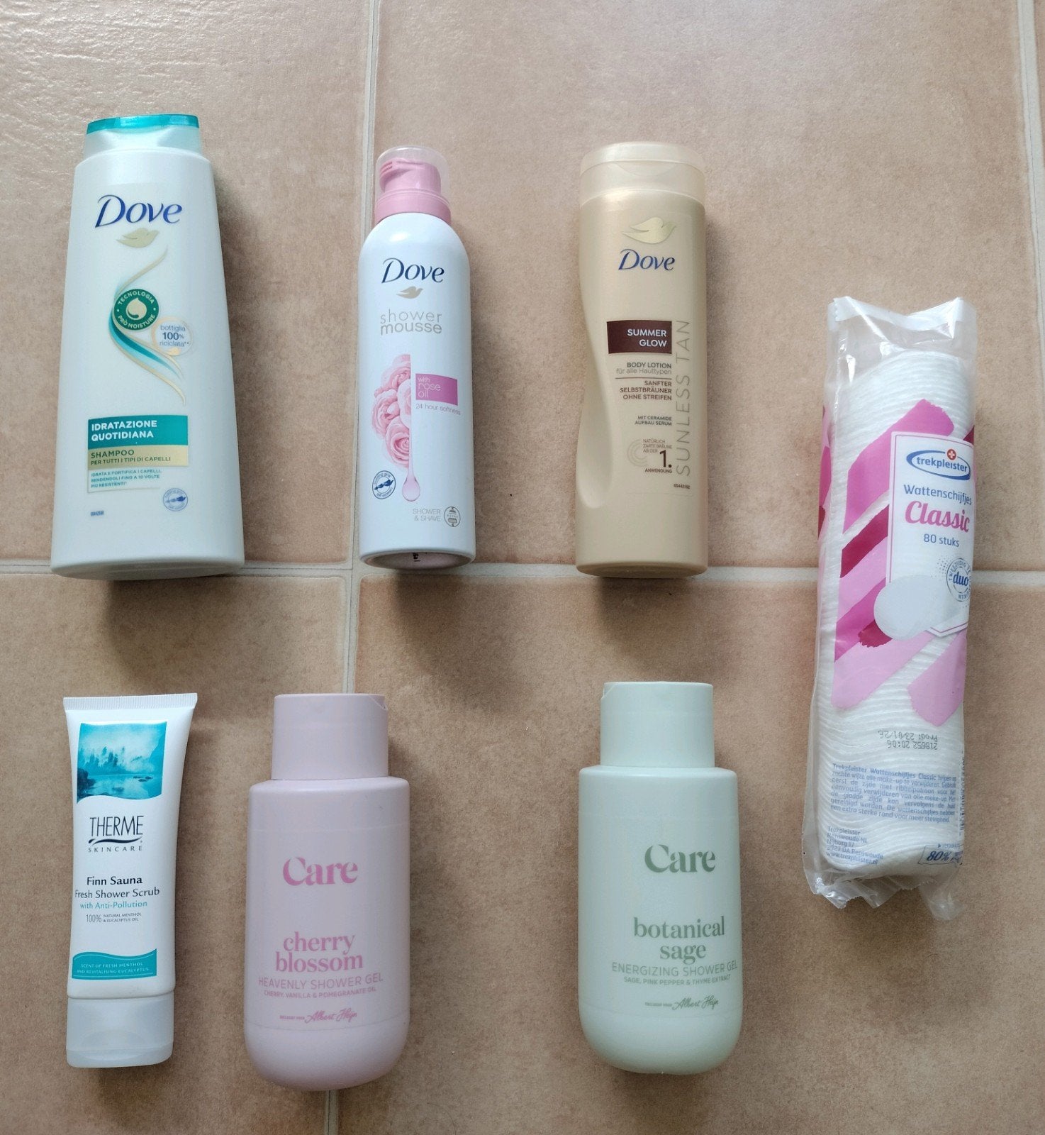 Nieuw verzorgingspakket - 7 stuks Dove, Therme, Care, Ophalen of Verzenden, Nieuw, Bad & Douche