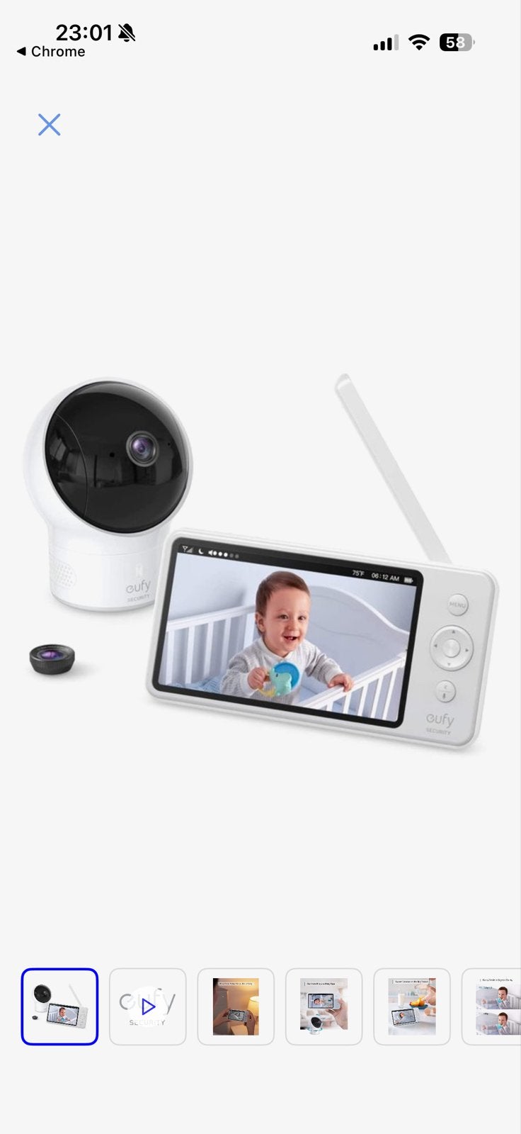Eufy Spaceview Babyfoon met 5-inch 720p HD Display, Kinderen en Baby's, Babyfoons, Ophalen, Nieuw, 100 tot 250 meter, Camera