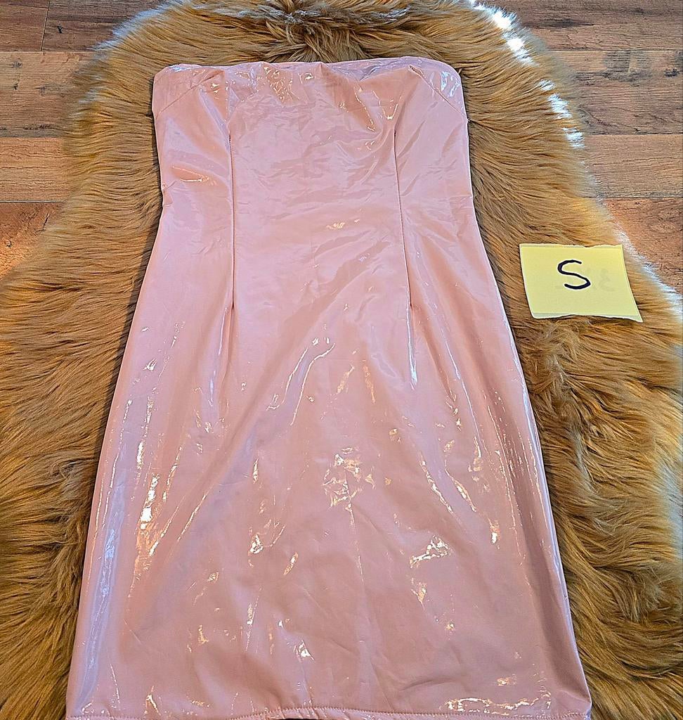Lak mini jurk, Kleding | Dames, Gelegenheidskleding, Verzenden, Nieuw, Roze, Overige typen