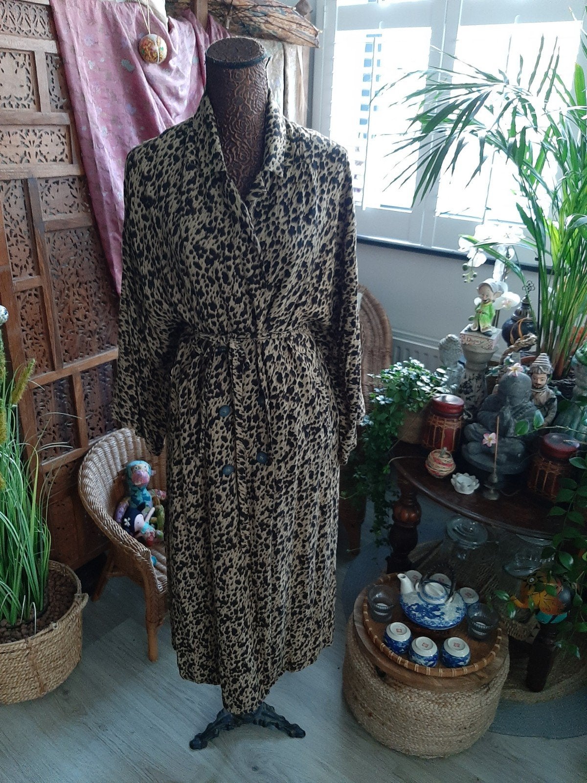 ZARA/Prachtig&heerlijke panterprint Kimono-jurk past M/L&L, Maat 38/40 (M), Bruin, Zara, Ophalen of Verzenden