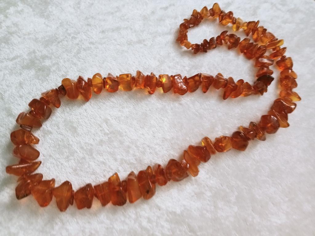 Mooi Lang Collier van Barnsteen, Verzenden, Overige materialen, Ketting, Met edelsteen