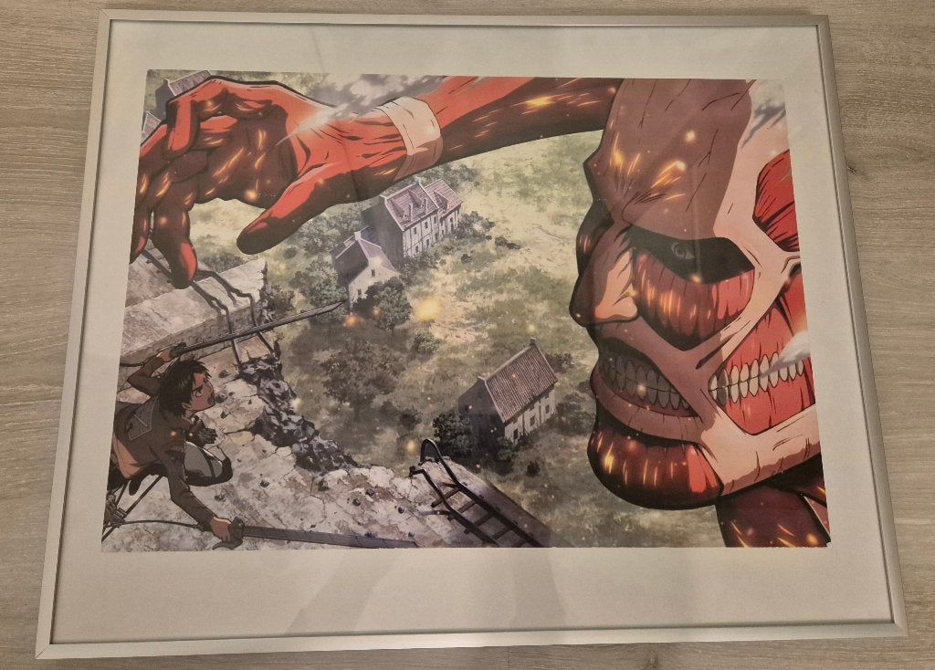 Attack on Titan Poster met lijst, Ophalen, Gebruikt, A1 t/m A3, Met lijst