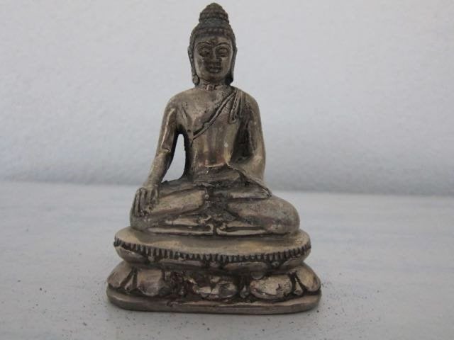 Brons verzilverde boeddha lotushouding buda budda boeddha, Huis en Inrichting, Verburgt Vintage, Metaal, 10 cm, Nieuw