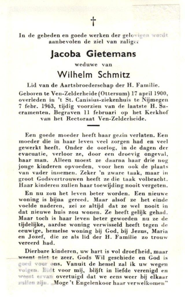 Gietermans Jacoba 1900-1963 Ven-Zelderheide, Ophalen of Verzenden