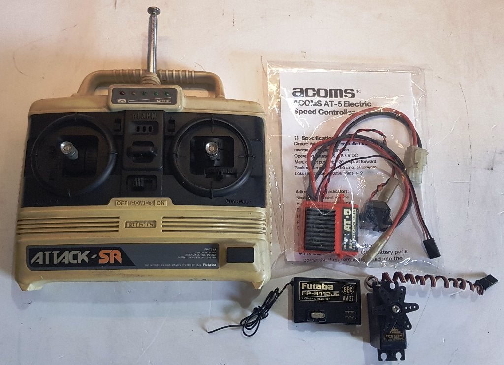 Vintage Futaba Attack-SR zenderset + Acoms AT-5 ESC, Elektro, Gebruikt, Verzenden, Schaal 1:10