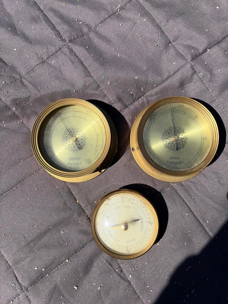 Vintage Weerstation Set: Barometer, Hygrometer, Thermometer, Audio, Tv en Foto, Weerstations en Barometers, Ophalen of Verzenden