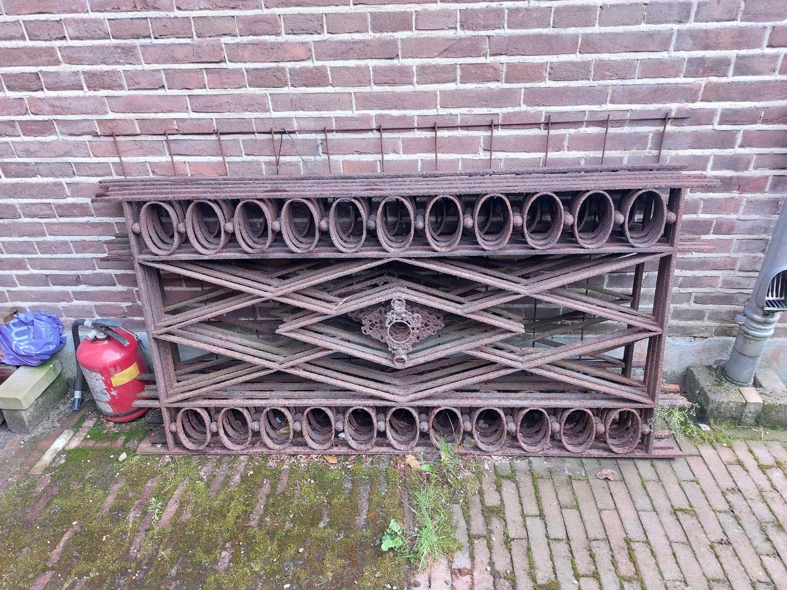Oud frans gietijzeren hekwerk / decoratief metaal, Ophalen, Gebruikt, IJzer, Sierhekwerk