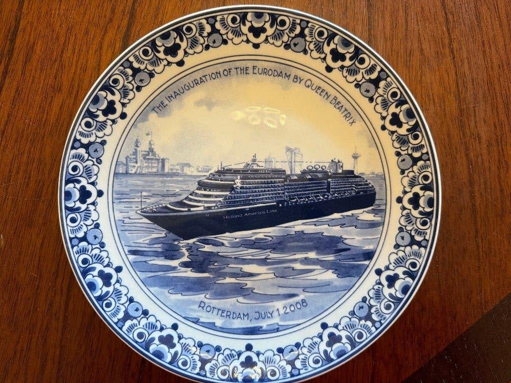 Bord Delfts Blauw Porselein Holland America Line Eurodam, Antiek en Kunst, Ophalen of Verzenden