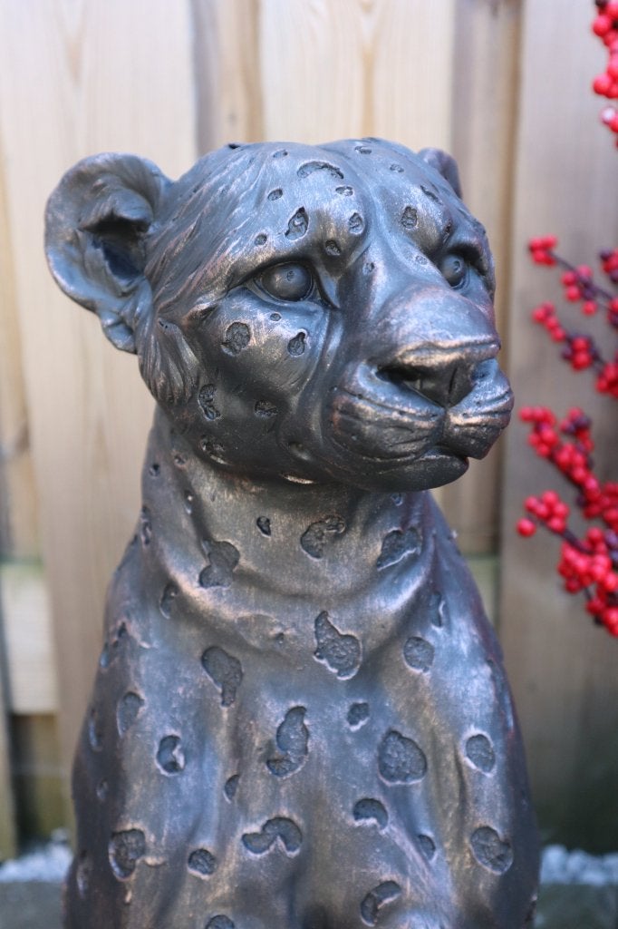 Luipaard beeld brons 59 cm | Tuinbeeld & woondecoratie, -, -, Nieuw, Ophalen of Verzenden