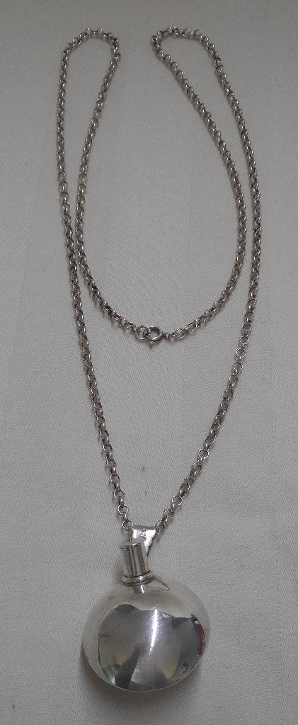 Zilveren lange jasseron ketting met flacon hanger nr.1719, Sieraden, Tassen en Uiterlijk, Kettingen, Met hanger, Verzenden, Zo goed als nieuw
