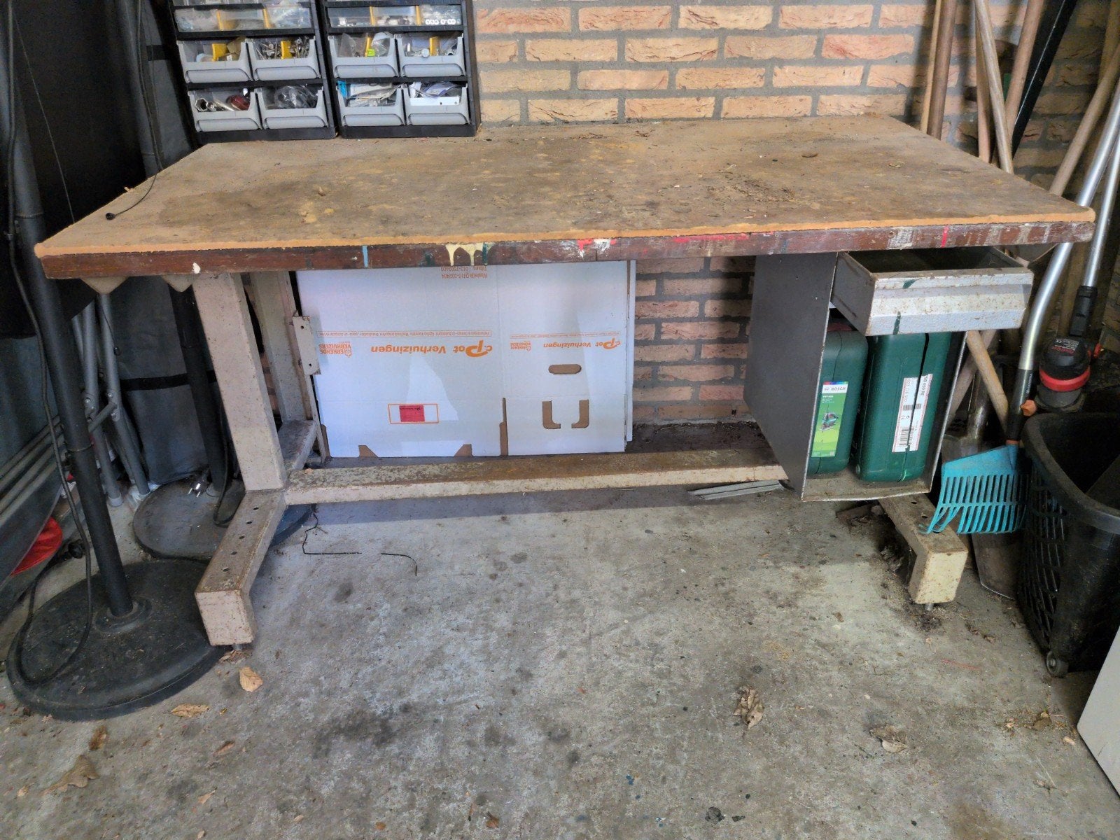 Stevige werkbank met lade - 152x83x82 cm, Ophalen, Gebruikt, 120 tot 170 cm