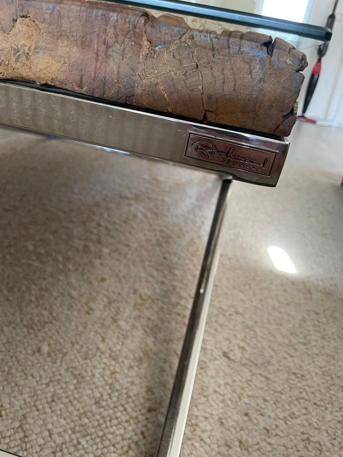 Origineel Salon tafel richmond met glasplaat, Ophalen, Zo goed als nieuw, Rechthoekig, 50 tot 100 cm