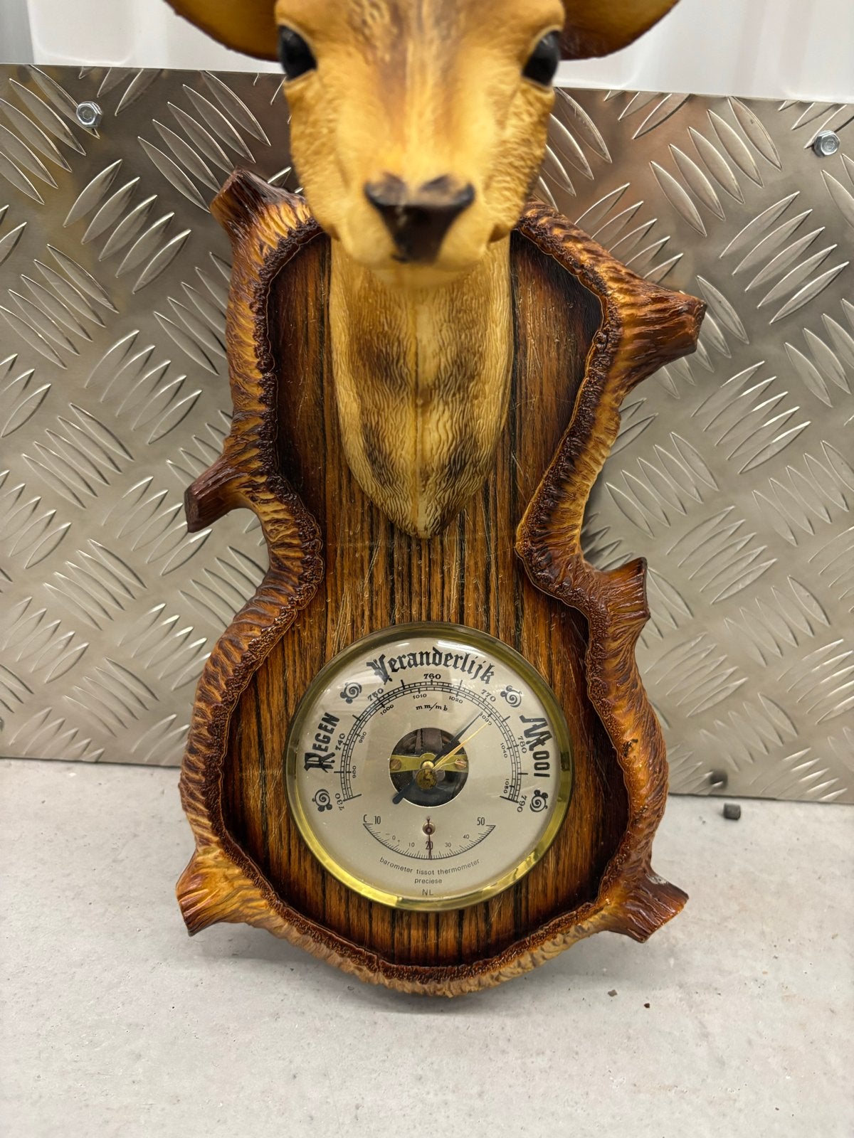 Hertenkop Barometer Wandklok - Vintage Stijl, Ophalen, Analoog, Met thermometer, Overige merken