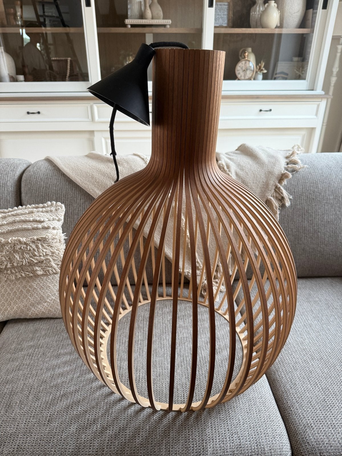 Secto Design uniek houten hanglamp - Zo goed als nieuw, Ophalen, Zo goed als nieuw, Hout, E27 (groot)